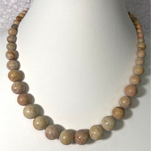 DTR Jay King Jasper Bead Necklace Natural Stone Graduated Rounds 61g Vtg Boho - Picture 1 of 9